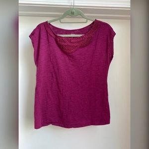 LOFT Ann Taylor Boat Neck Magenta Tee M